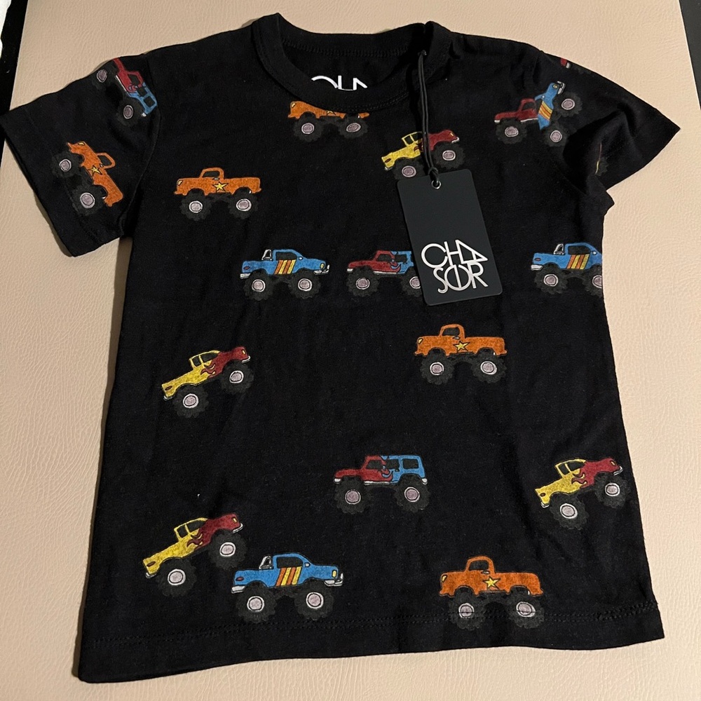 Chaser Brand Black Monster Truck Tee shirt size 6 NWT